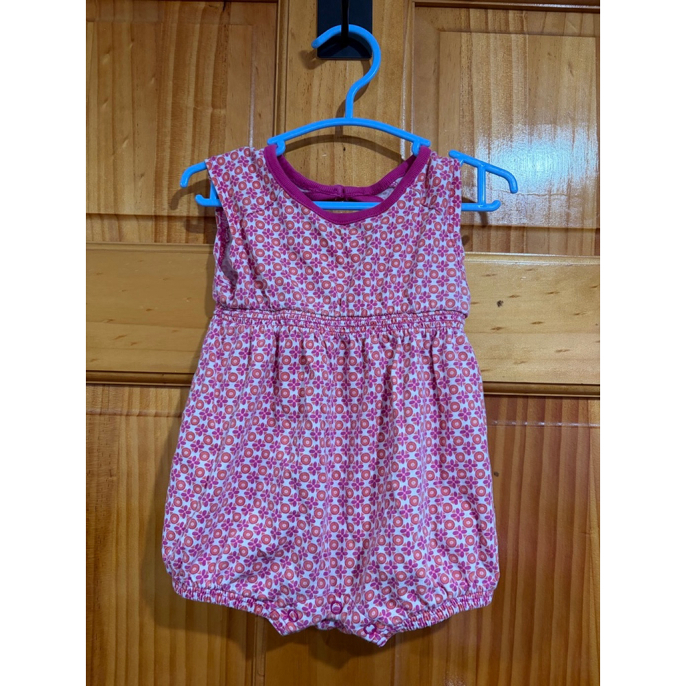 Tea Collection Baby Girl Floral Bubble Romper 9–12M Pink Orange Print Sleeveless